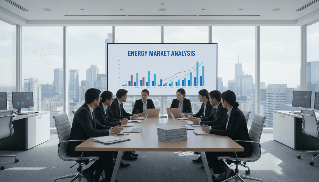 Vertriebspartner besprechen Energievertrag im modernen Büro
