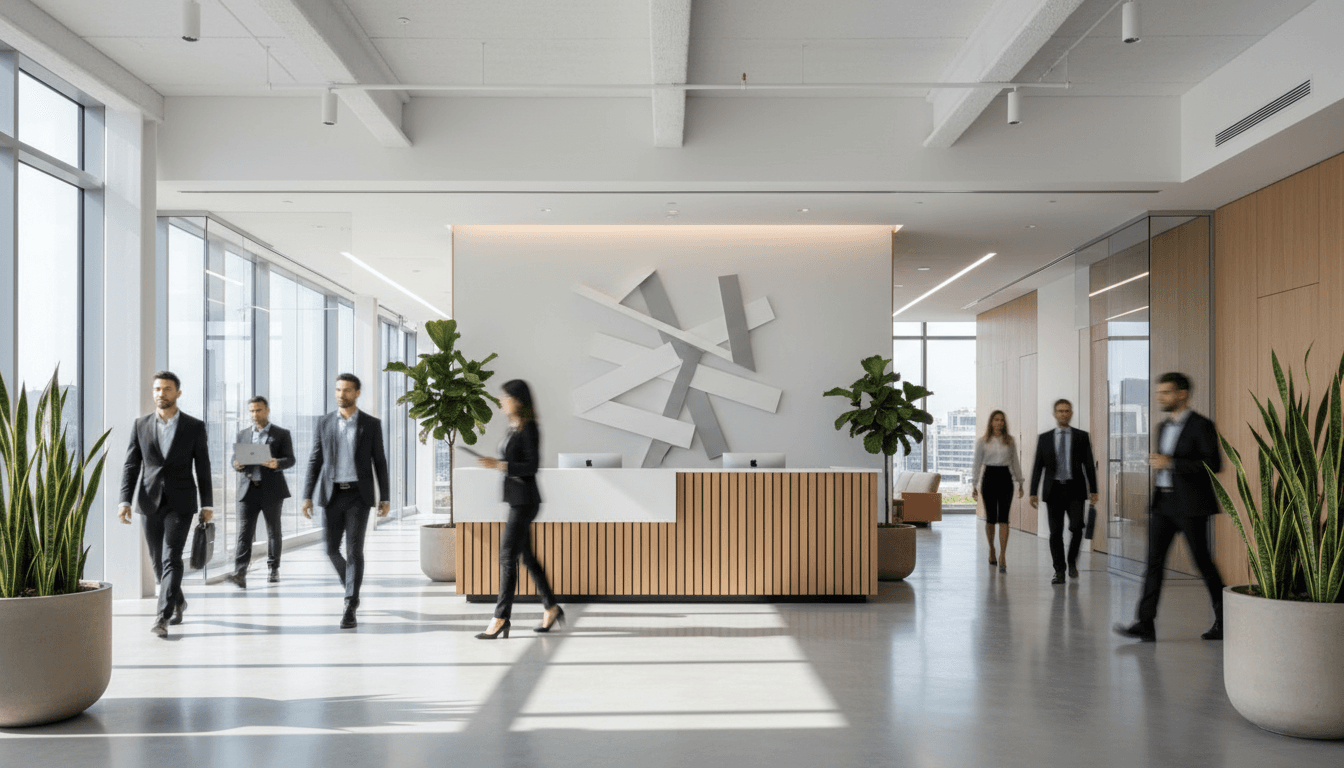 Modern office building in Hamburg with glass facade